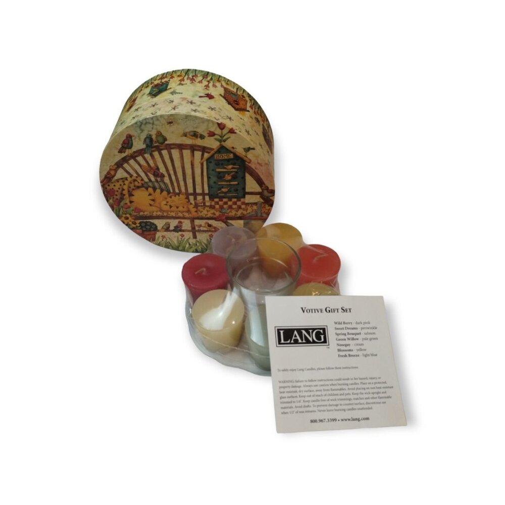 Lang Candles Peaceful Surroundings by Debi Hron Round Votive Candles Gift Set